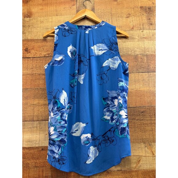Apt. 9 Womens Medium Blue Sleeveless Floral Blouse - Picture 6 of 6